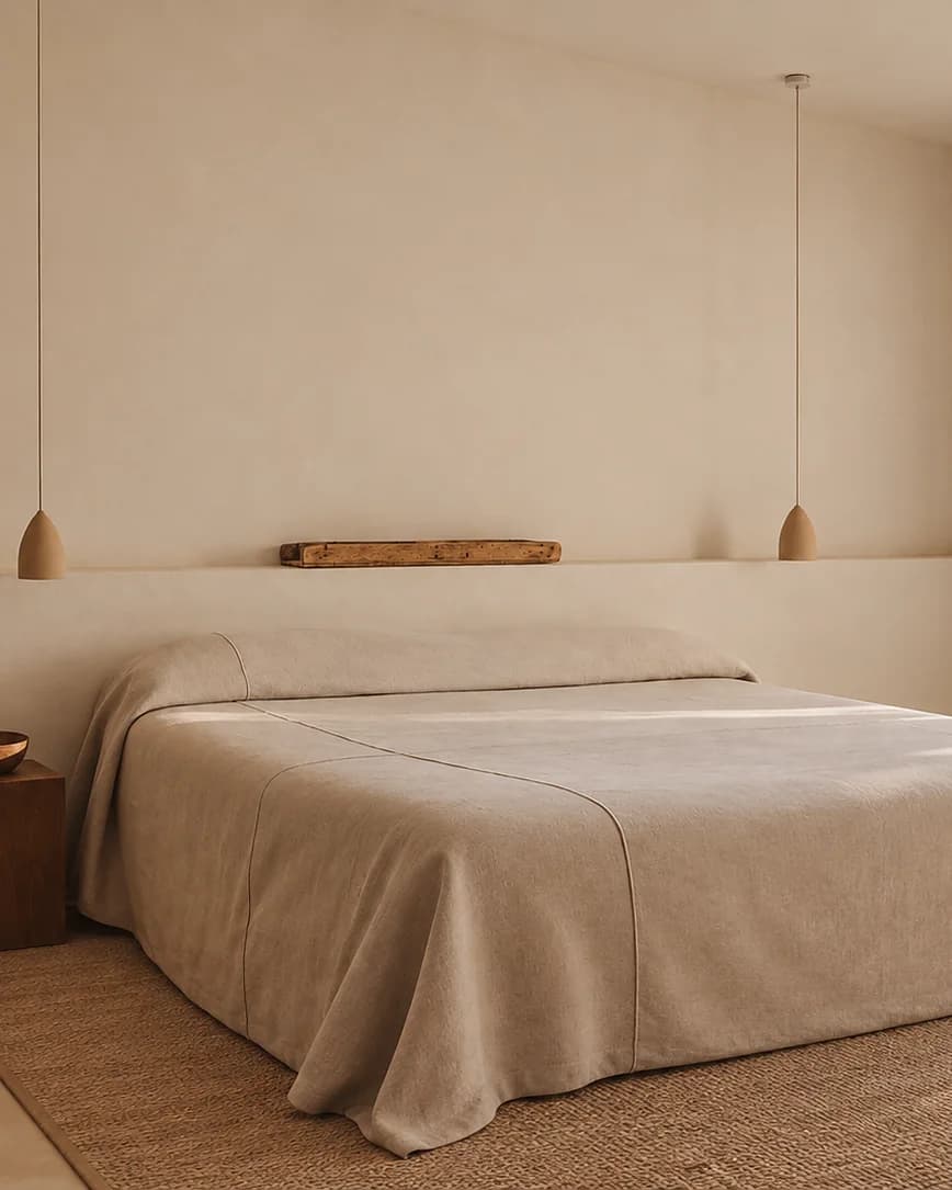Un letto in una nicchia, in una stanza chiara
